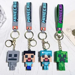 Meu mundo figura modelo chaveiros minecraft pixel periféricos brinquedos pingente chaveiros de silicone mochilas acessórios presentes de aniversário