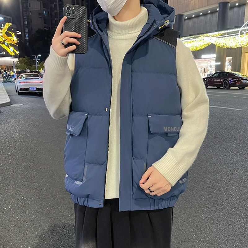 L-8XL Big GlaKorean Edition ChimBrand fibroptics Down Cotton Warm Men's Hoodie Automne et Hiver Mode