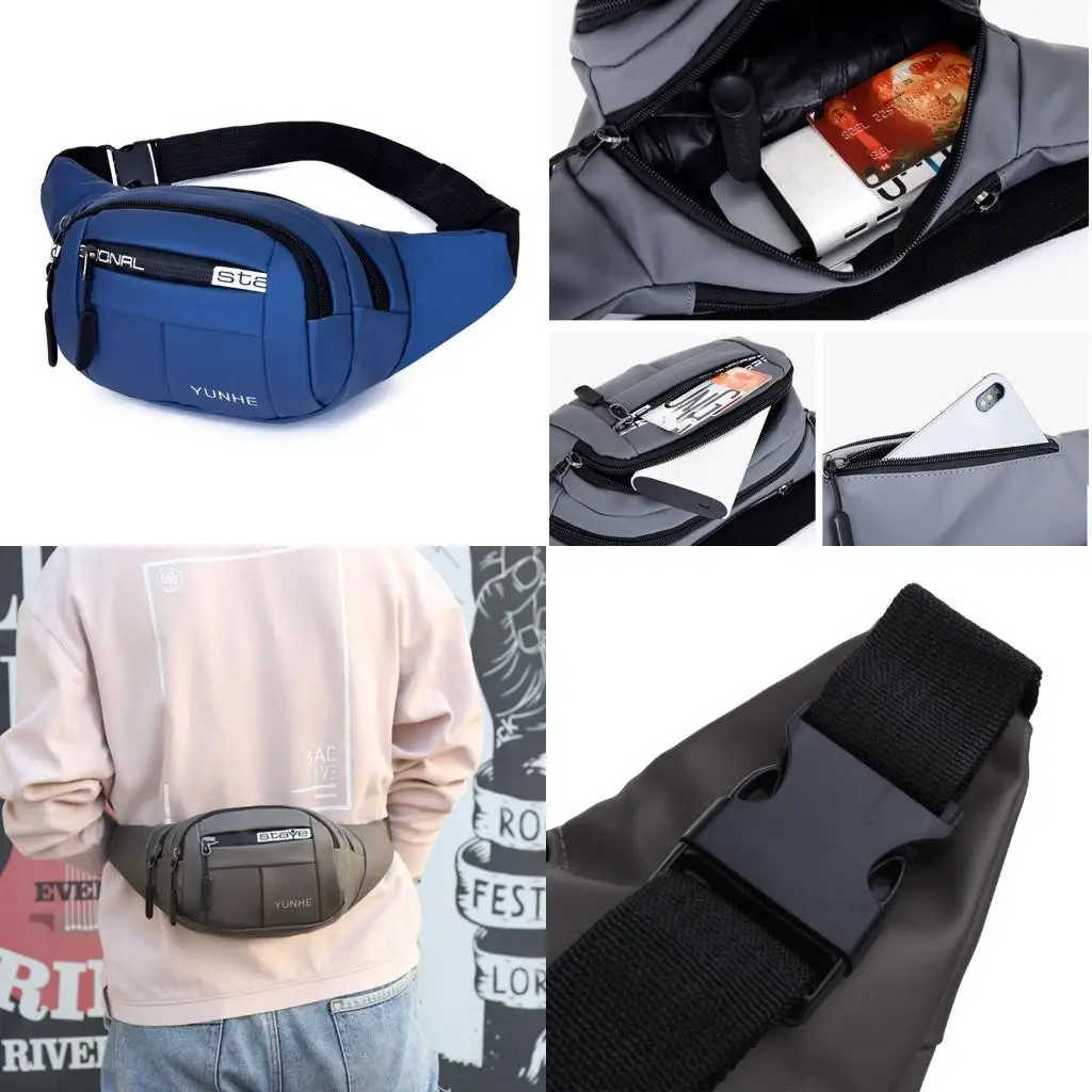 

D46D Casual Men Waist Bag Oxford Cloth Waterproof Trend Chest Bag Multi-layer Bag