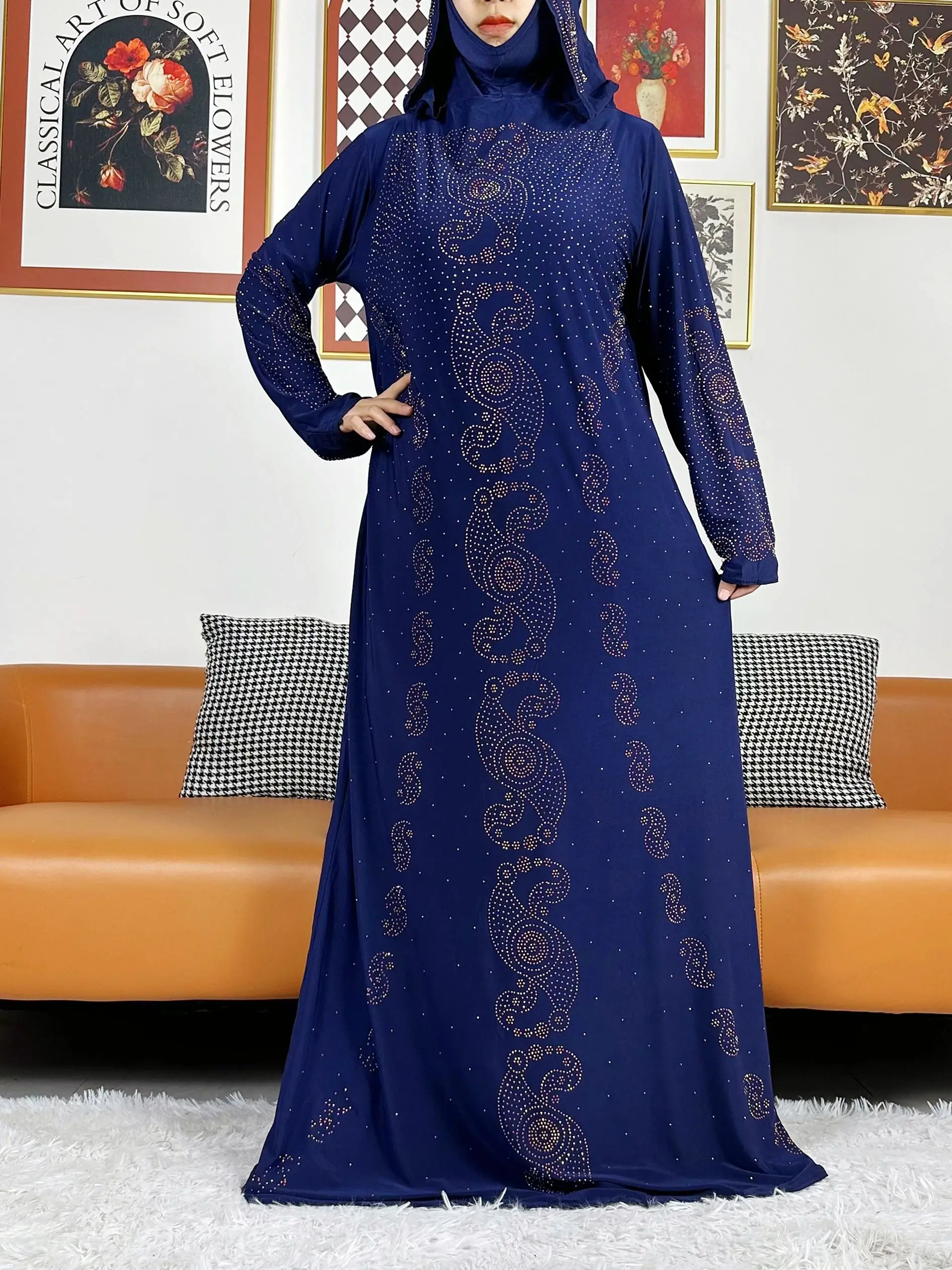 Caftán musulmán de oración para mujer, vestido con capucha, Túnica Maxi africana de Turquía con Hijab, Abaya árabe de Dubái, ropa islámica de