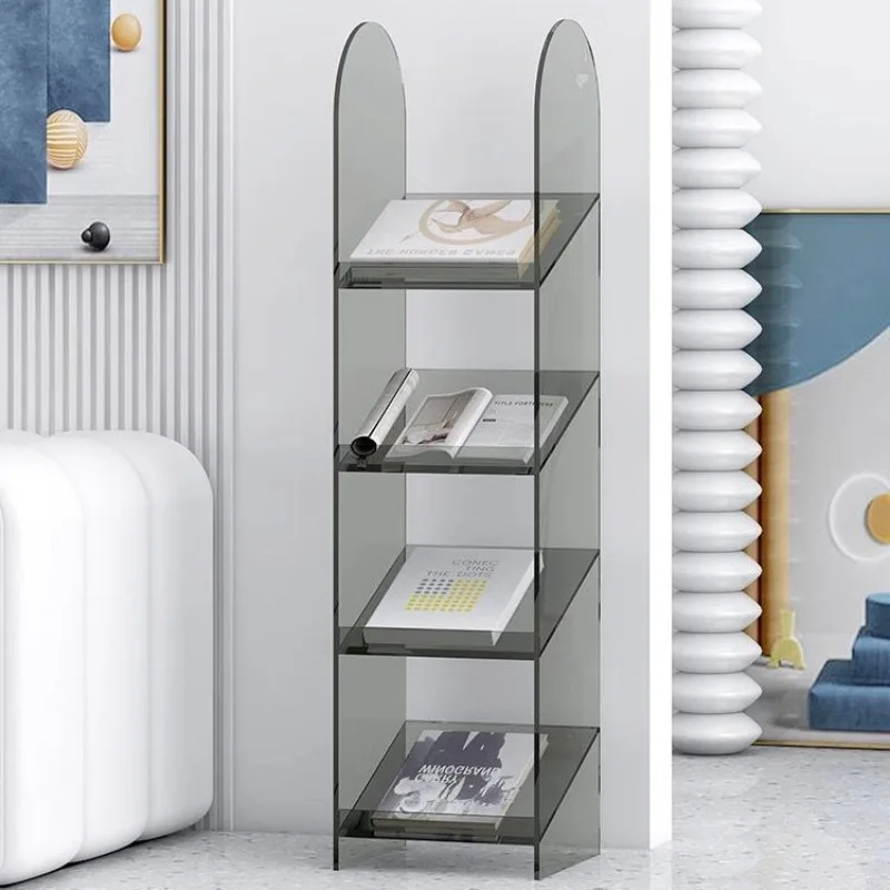 Light luxury acrylic floor to ceiling storage rack, creative and simple bookshelf