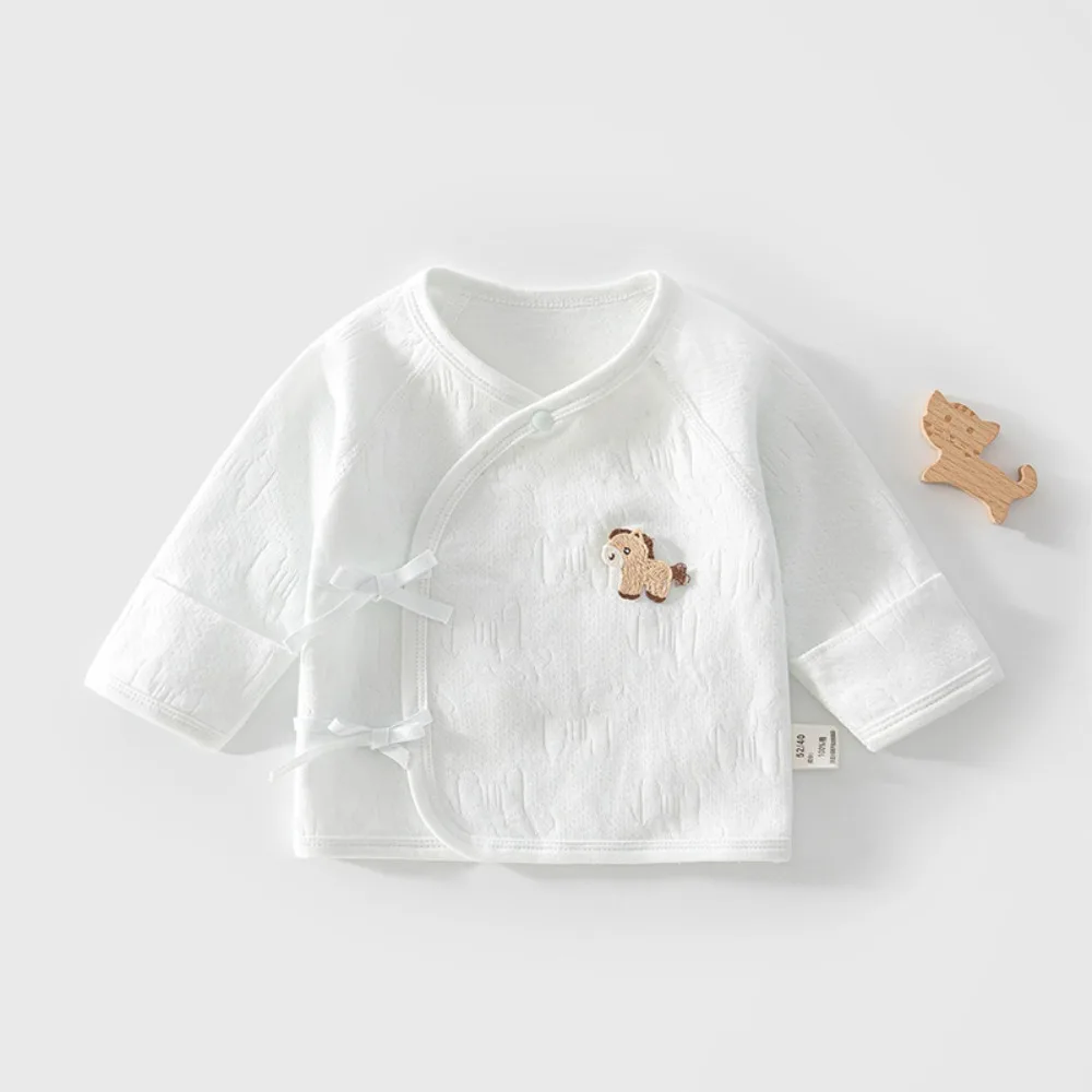 0-3 Months Newborn Children's Top Half Back Design Long Sleeved Jacket High-quality Pure Cotton Soft Baby Jacket