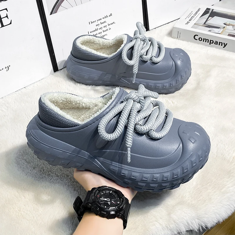 Couple Style Cotton Slippers for Men and Women 2025 Winter New Indoor Thick-Soled Fleece-Lined Thickened Warm Outer Wear Baoto