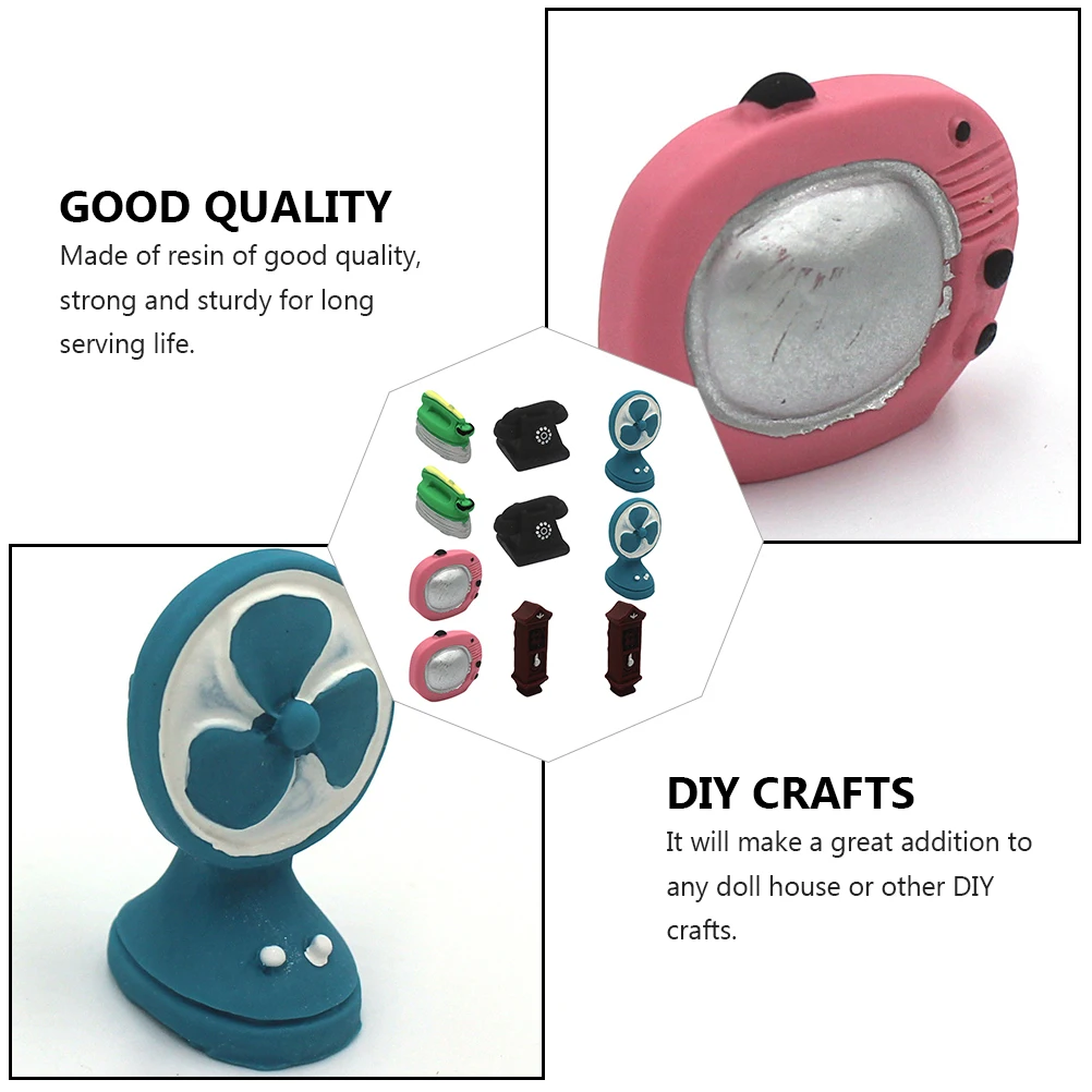 10Pcs Miniature Home Appliances Vintage Scene Decoration Set Resin Small Furniture DIY Craft Props Pretend Play Kid Gift