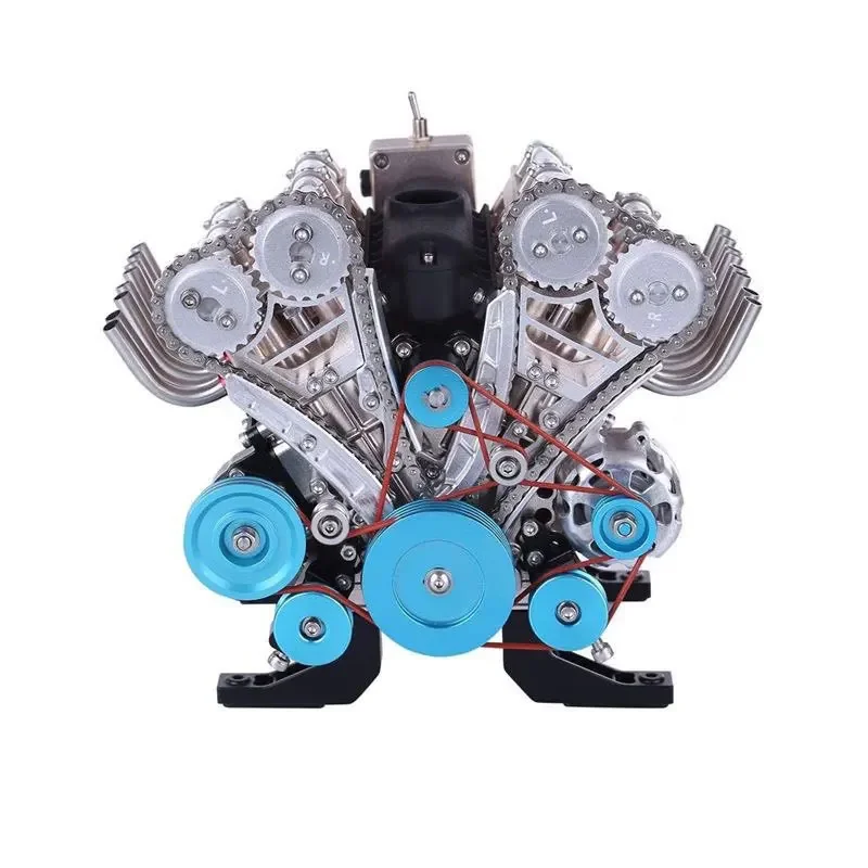 500+ Parts TECHING V8 Engine Kit Metal DIY Assembly Anodizing Process Mini Eight Cylinder Engine Model Experiment Education Toy