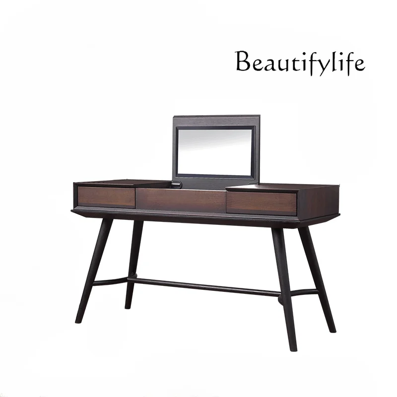 

Modern Bedroom Solid Wood Makeup Table Nordic Minimalism Small Apartment Storage Dresser