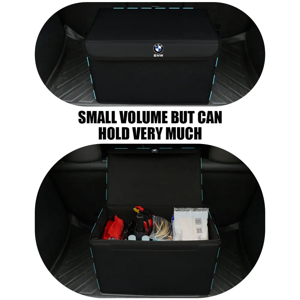 Car Trunk Storage Bags Leather Camping Box Collapsible Auto Emblem Organizer Accessories For BMW M Performance M3 M5 X1 X2 X3 X4