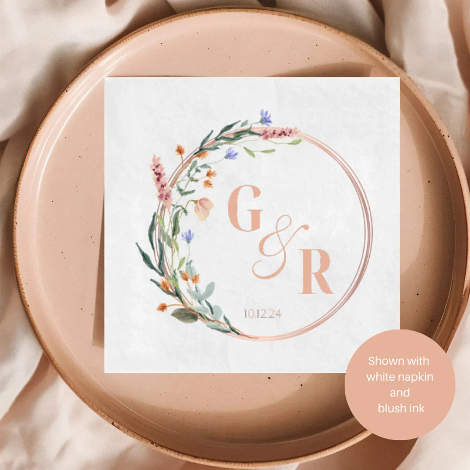 Guardanapos personalizados para casamento, guardanapos de casamento personalizados, guardanapos de coquetel de casamento, guardanapos de jantar de ensaio, aba de casamento floral