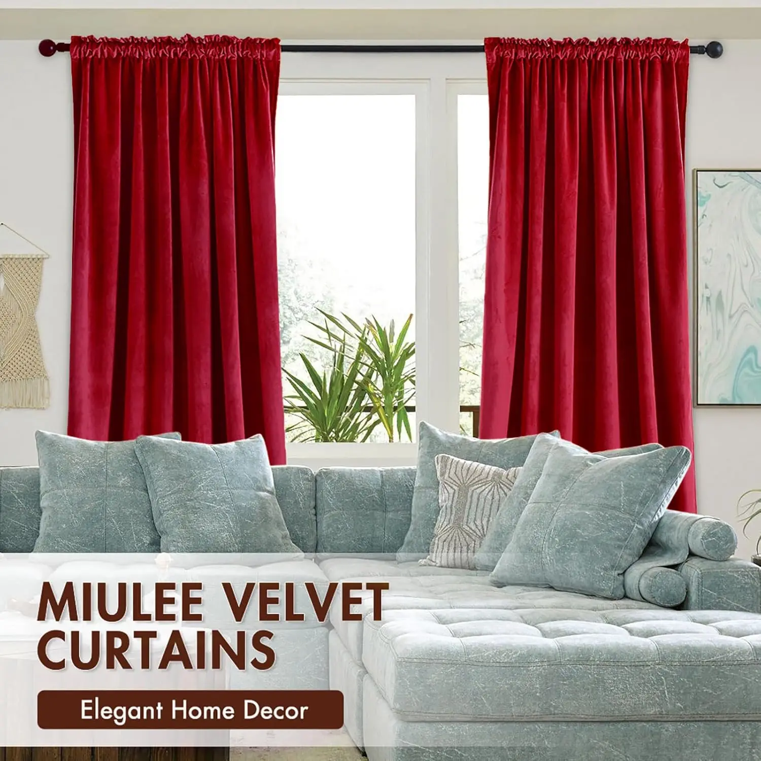 1pc Christmas Red Velvet Curtains 84 Inches Long Luxury Room Darkening for Bedroom Living Room Christmas Rod Pocket Drapes