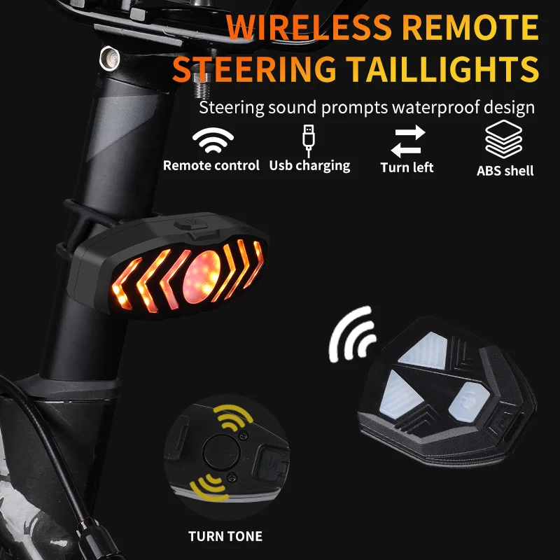 

Bicycle LightWireless Control Bike Turn signal Light Night Riding Safety Warning Rechargeable Bicycle Light with Horn