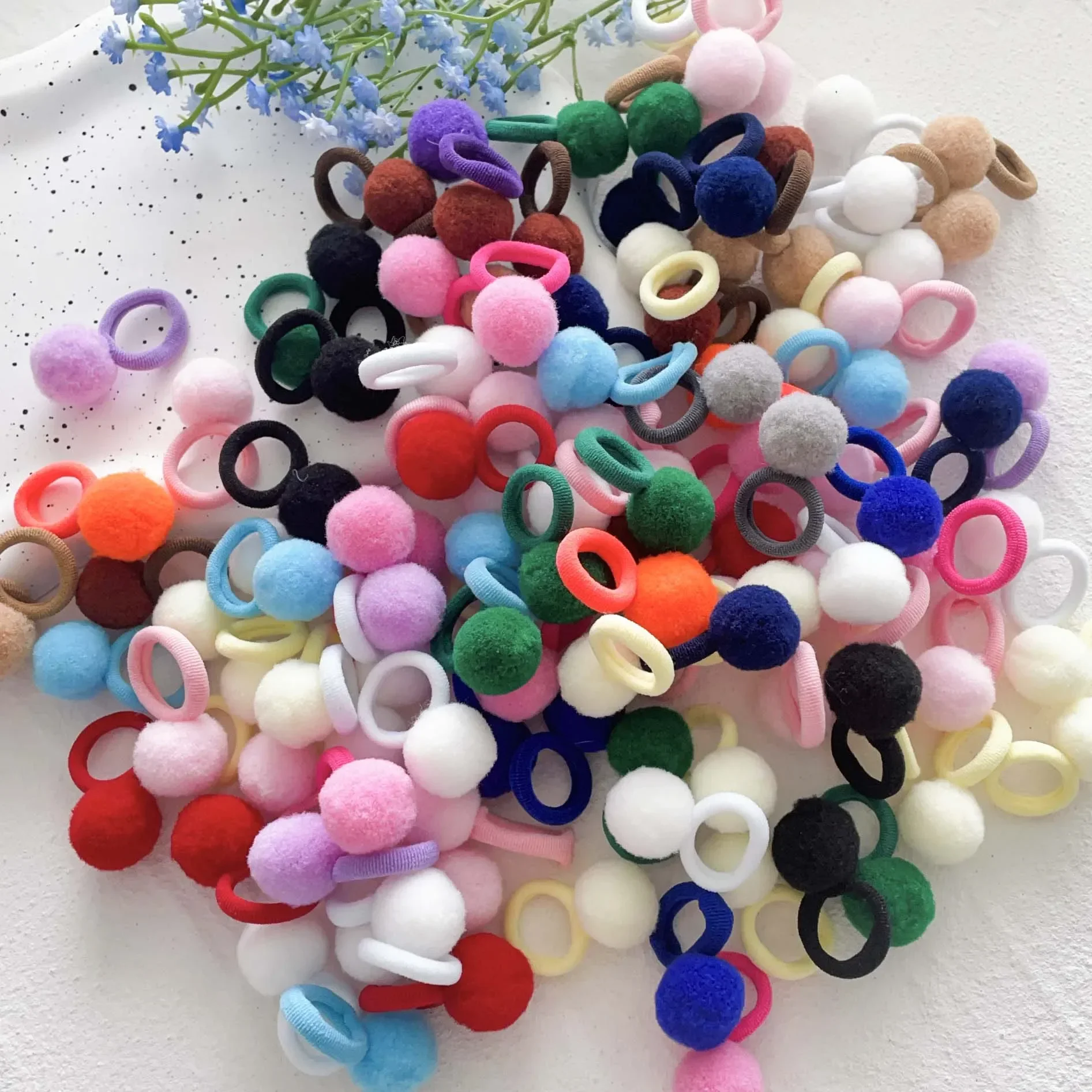 

10pcs Kids Elastic Hair Bands Girls Plush Ball Rubber Band For Children Sweets Scrunchie Hair Ties Clip Baby Hair Accessories