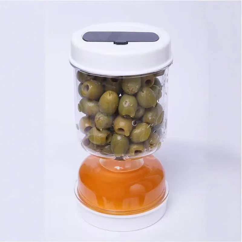 Pickles Jar With Forks Dry and Wet Dispenser Pickle and Olives Hourglass Jar Cucumber Container for Kitchen Juice Separator Tool