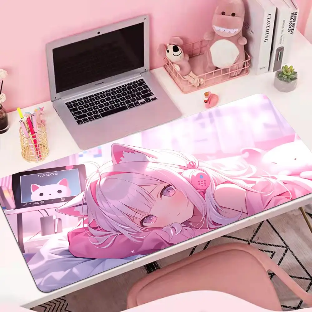 

HYBXAXC Anime Girls Rubber Mouse Pad Kawaii Non-Slip Pink Desk Mat Cute Large Gaming Mousepad Gamer HD Print Mouse Mat
