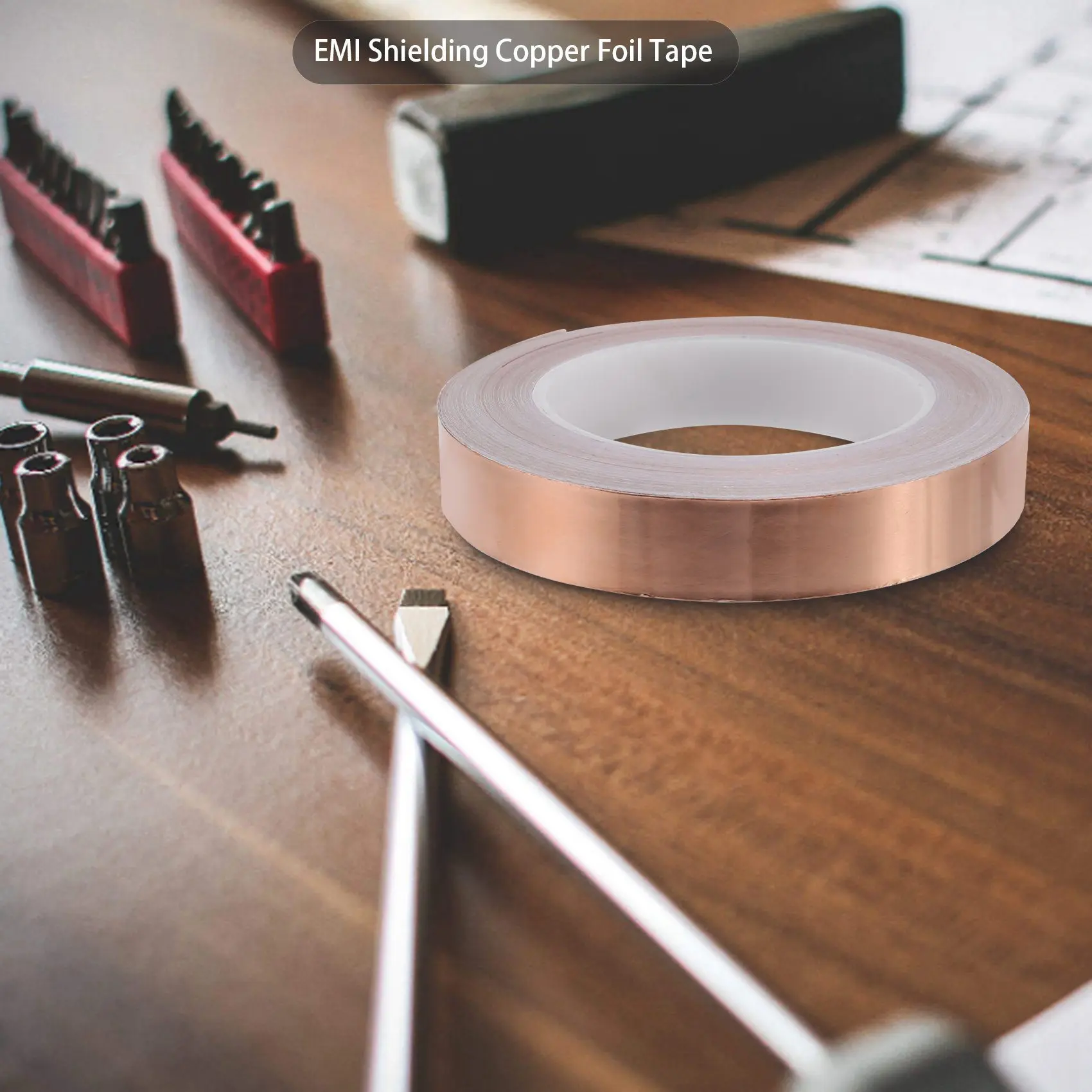 Copper Tape Against Snails Copper Tape One-Sided Conductive Self-Adhesive EMI Shielding Tape Use for Gardens