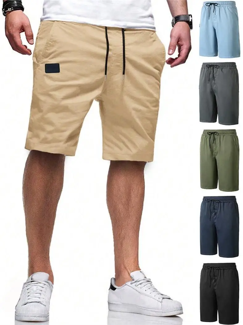 Men's Summer Sports Casual Large Size Woven Beach Shorts Standard Fit Bright Thread Polyester Fiber Citywalk T-shirt