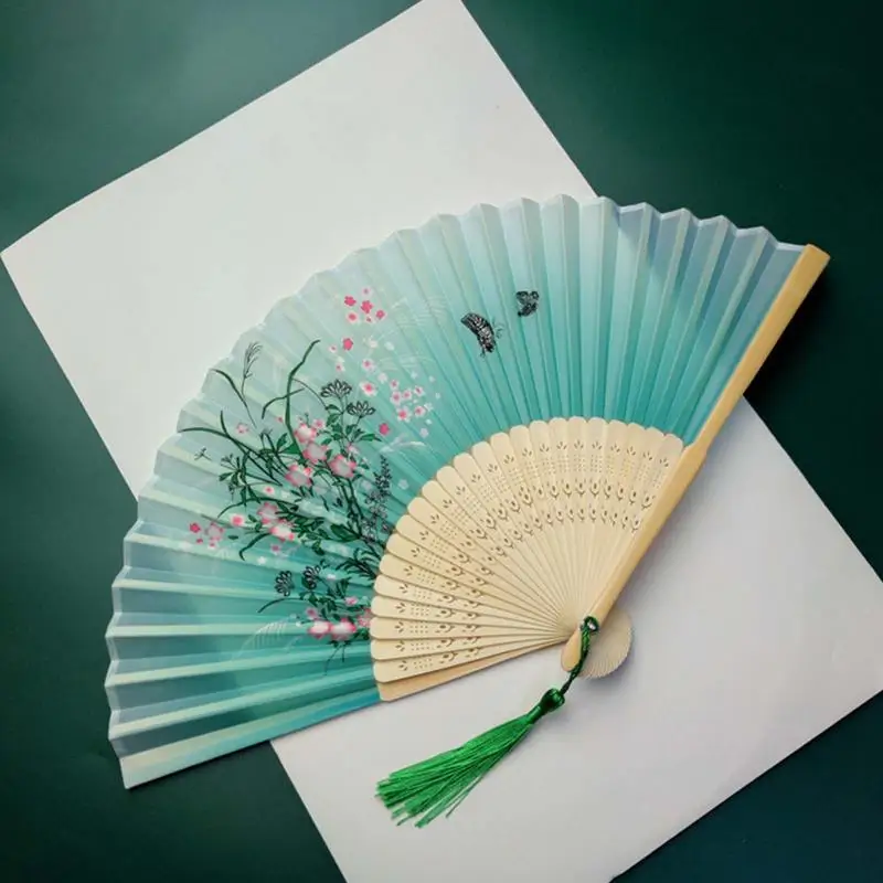 Chinese Style Handheld Folding Fan Charming Elegant Handmade Bamboo Fans Home Wall Tabletop Wedding Decorative Gifts Ornaments