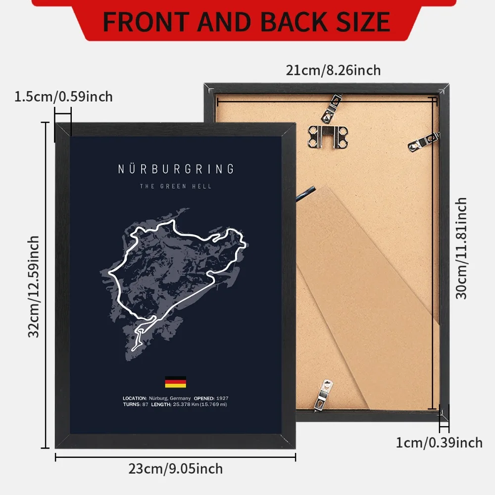 21x30cm-ホワイト木目調カラー額縁-プラスf1トラック-キャンバス絵画額縁-テーブル、リビングルーム、寝室の装飾に置くことができます