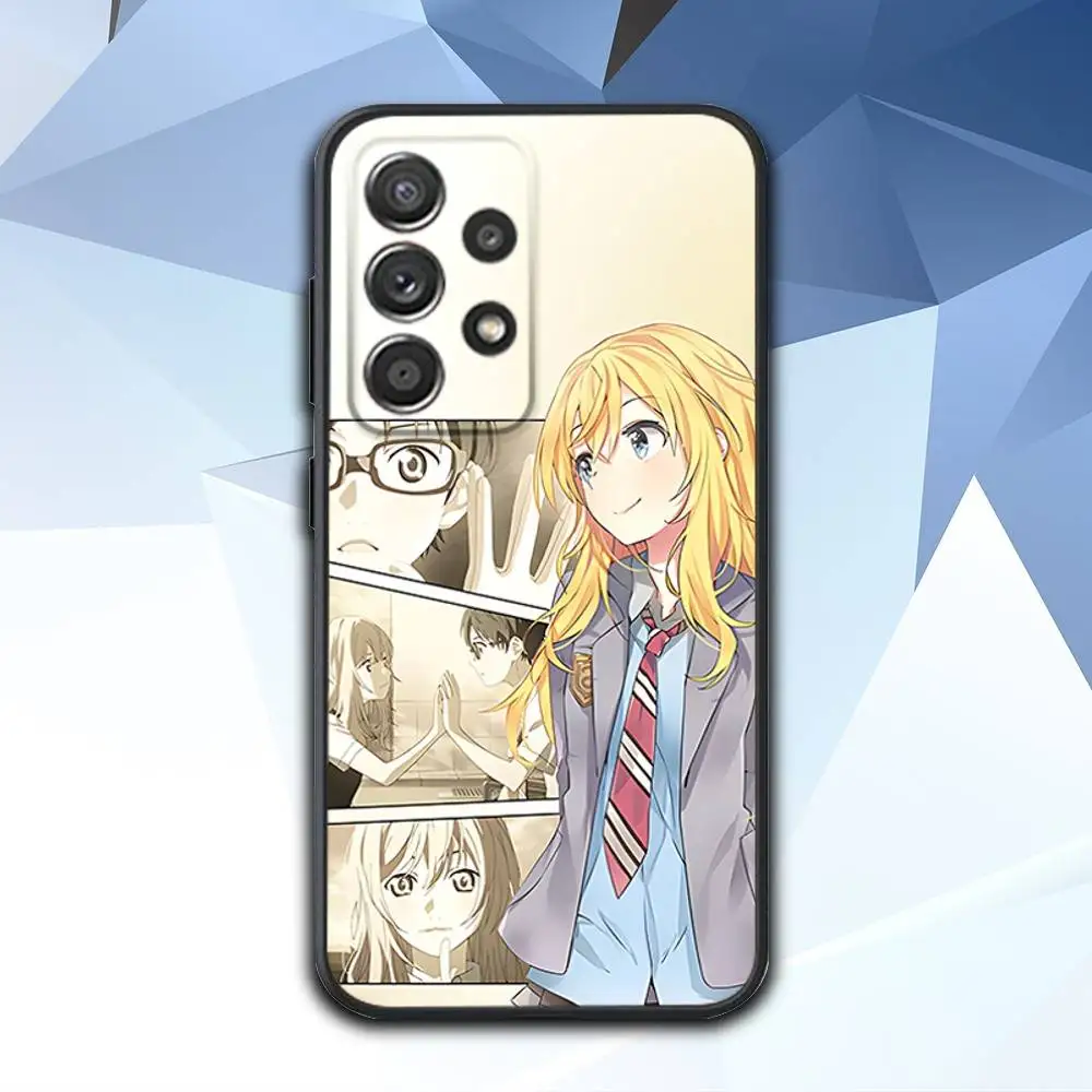 حافظة هاتف L-Lie in Comic A-April لهاتف Samsung S 25,24,23,22,30,21,10,9,Ultra,Plus,Lite,FE,4,5G حافظة سوداء ناعمة