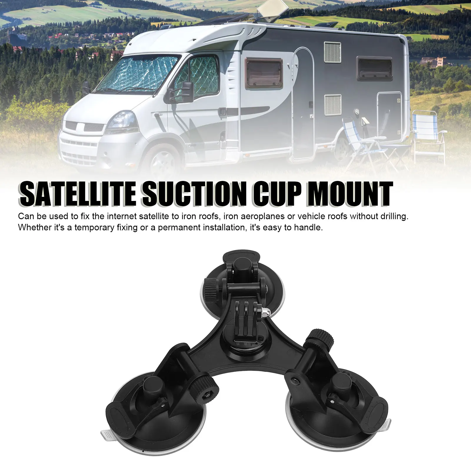 

Satellite Suction Cup Mount Triangle RV Roof Satellite Tripod Mounting Kit with Adapter for Mini