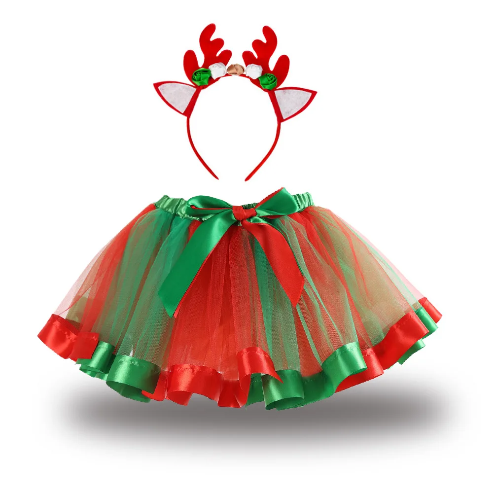 Saia tutu fofa para meninas, festa de aniversário, balé, apresentação, tule, fantasia de Natal com bandana, saias infantis, 2 anos, 4 anos, 6 anos, 8 anos