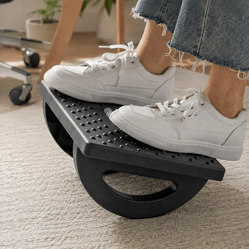 Portable Foot Stool with Massage Rollers Ergonomic Design for Home and Office Under-Desk Comfort