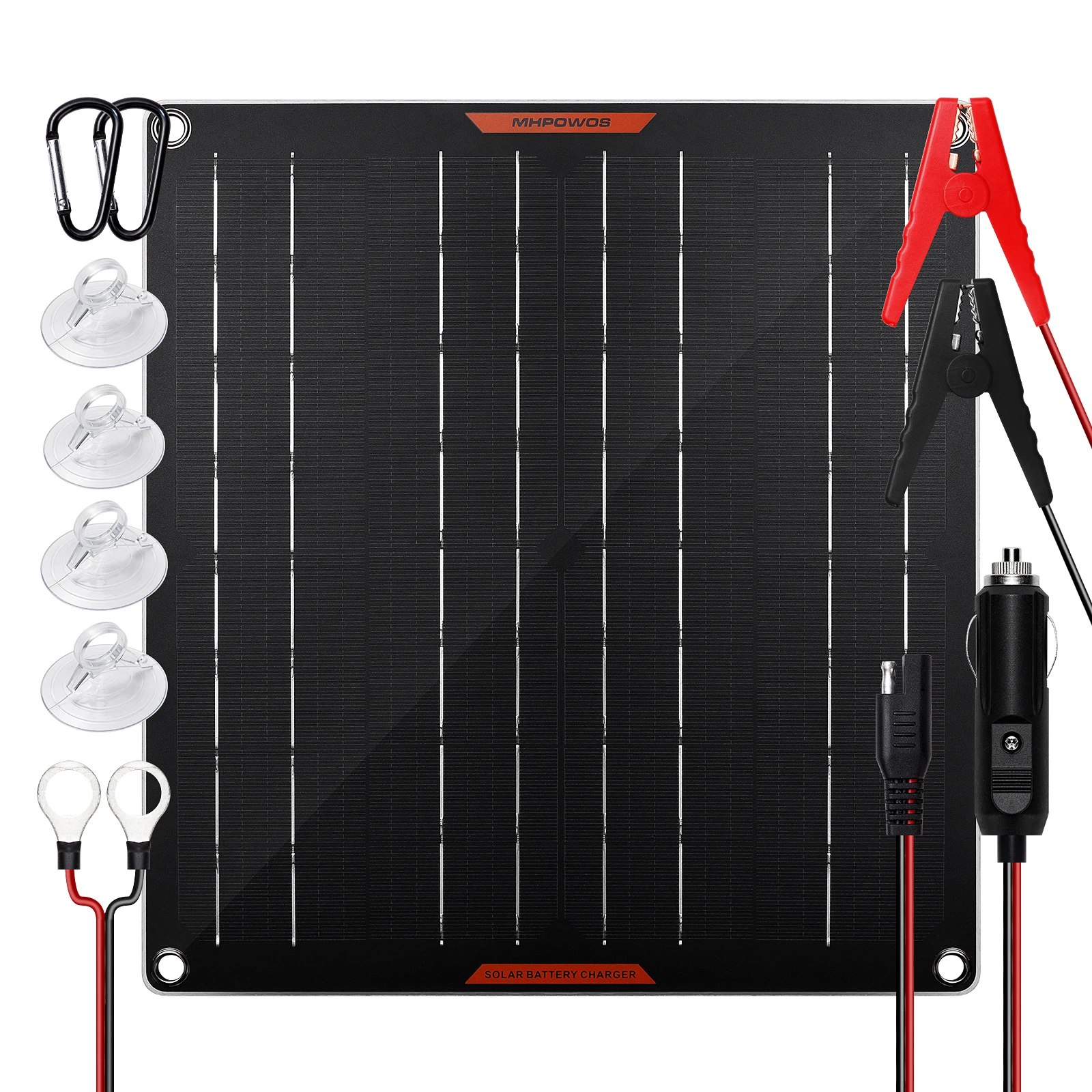 

MHPOWOS Portable Solar Panel 20W / 30W Solar Trickle Charger with Cig Plug Alligator Clips O-Rings for Car, Truck,Tractor, Boat