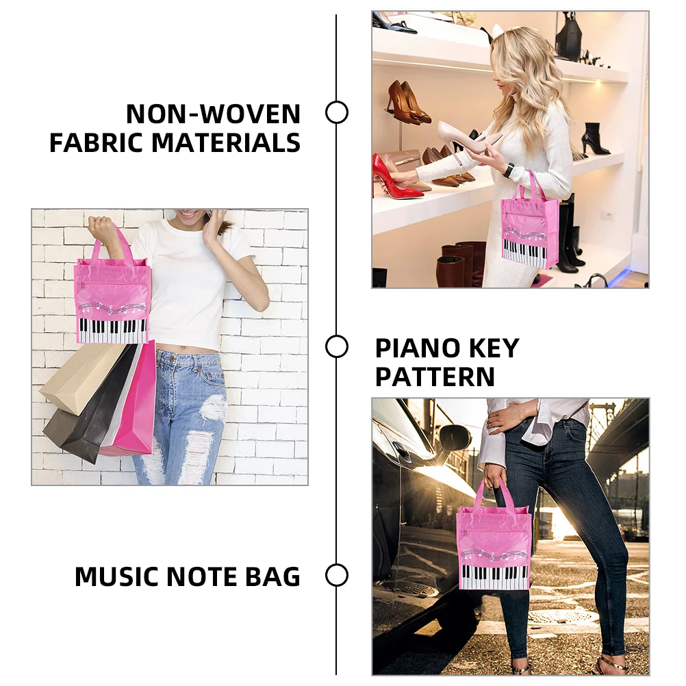

2 Pcs Chic Music Tote Bag with Piano Keys Design Handheld Storage for Women Girls
