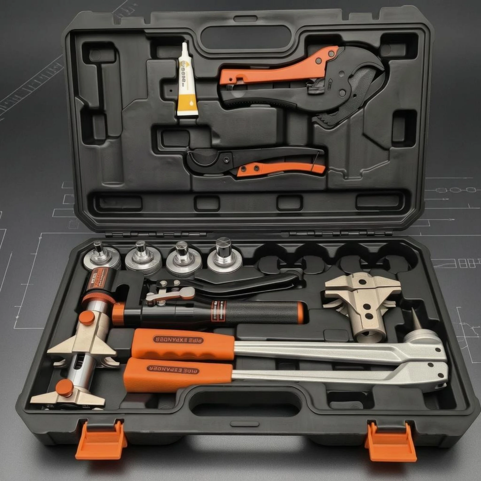 

PEX Expansion Tool Kit Molded Interior PEX Crimping Kit Hydraulic Pipe Crimper Portable Hydraulic Crimping Tool Slip-Proof Grip