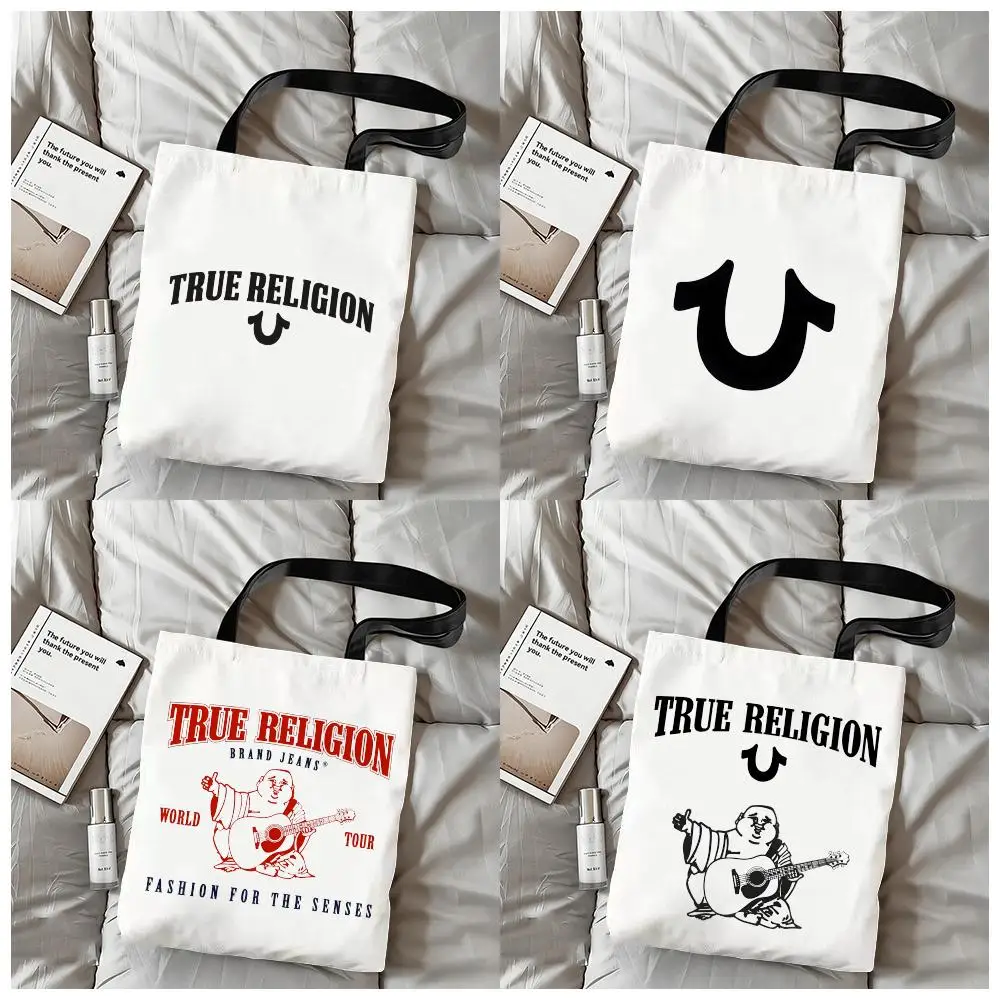 Bolsas de Almacenamiento T-True R-Religion, Bolsa de Mano de Lona con Estampado a Doble Cara, Bolsa de Compras Reutilizable y Ecológica
