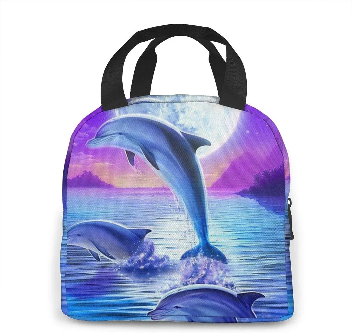 Dolphin Lunch Insulated Meal Bag Lunch Bag Reusable Snack Bag Food Container For Boys Girls Men Women School Work Travel Picnic