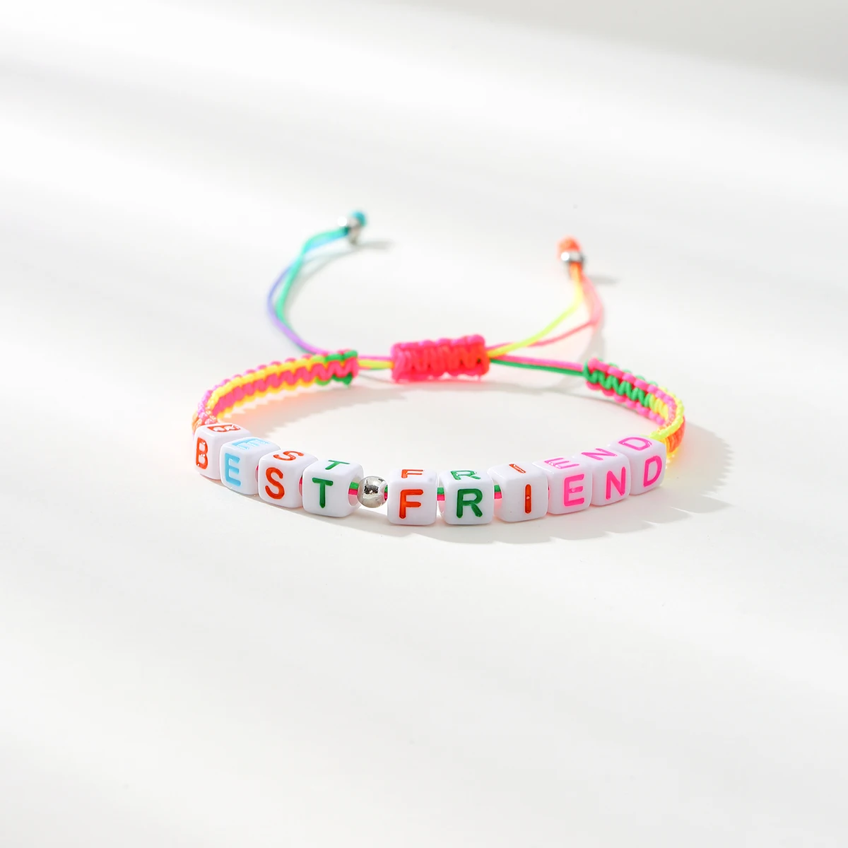 12 Piece Set Square Acrylic Letter Beads 'BEST FRIEND' Bracelet Kit for School Season Gift Idea - DIY Beading Project for Friend