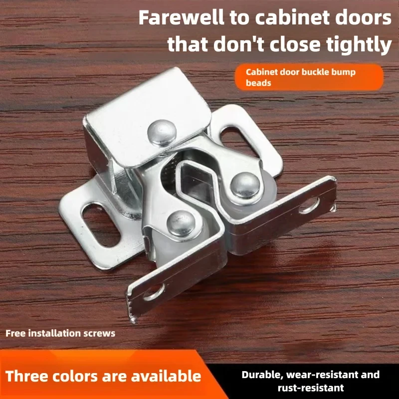 Magnetic Touch Bead Spring Door Buckle Dual Wheel Press Type Latch For Wardrobe Low Foot Cabinet Household Furniture Hardware