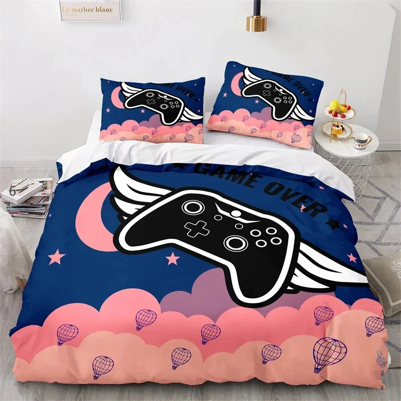 Gaming Bedding Set Twin Full Size Kids Gamepad Duvet Cover For Boys Girl Bedroom Decor Polyester Game Controller Comforter Cover