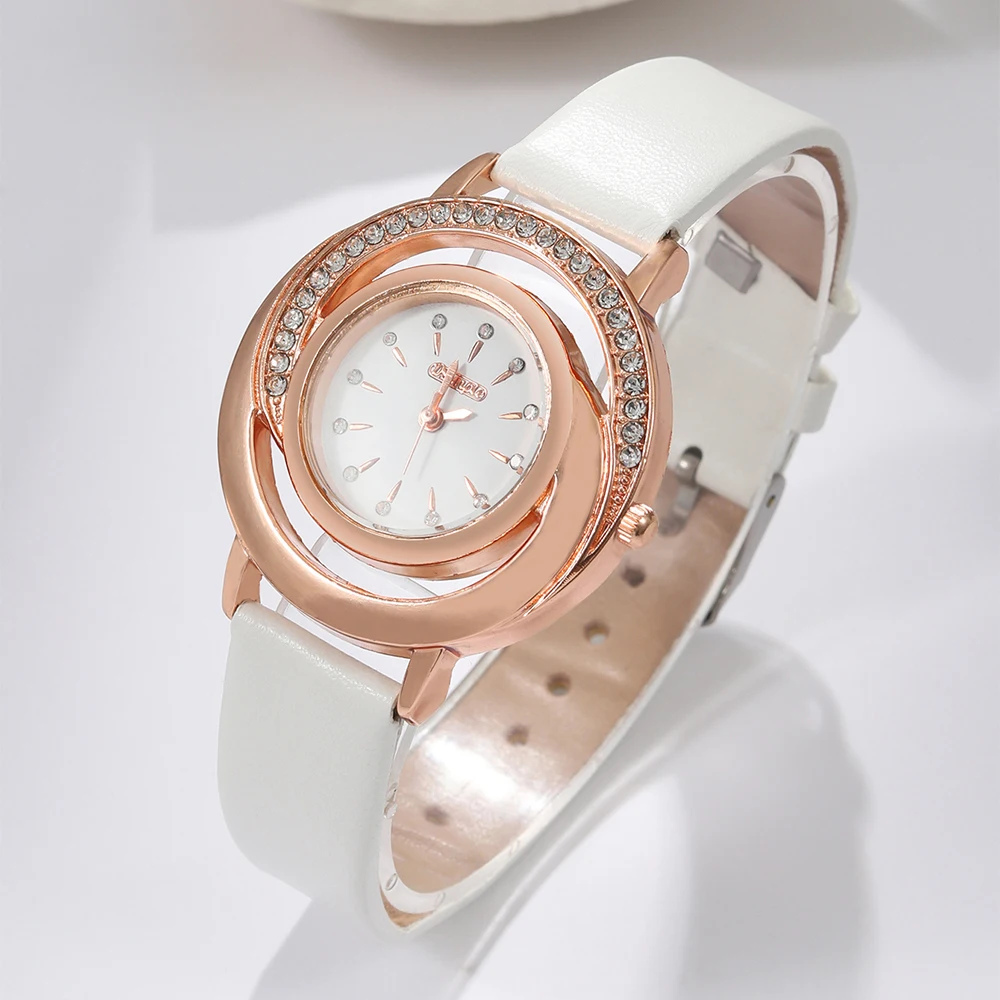 Set Jam Tangan Wanita Modis 2 Buah, Jam Tangan Wanita Kuarsa Elegan, Hadiah Wanita