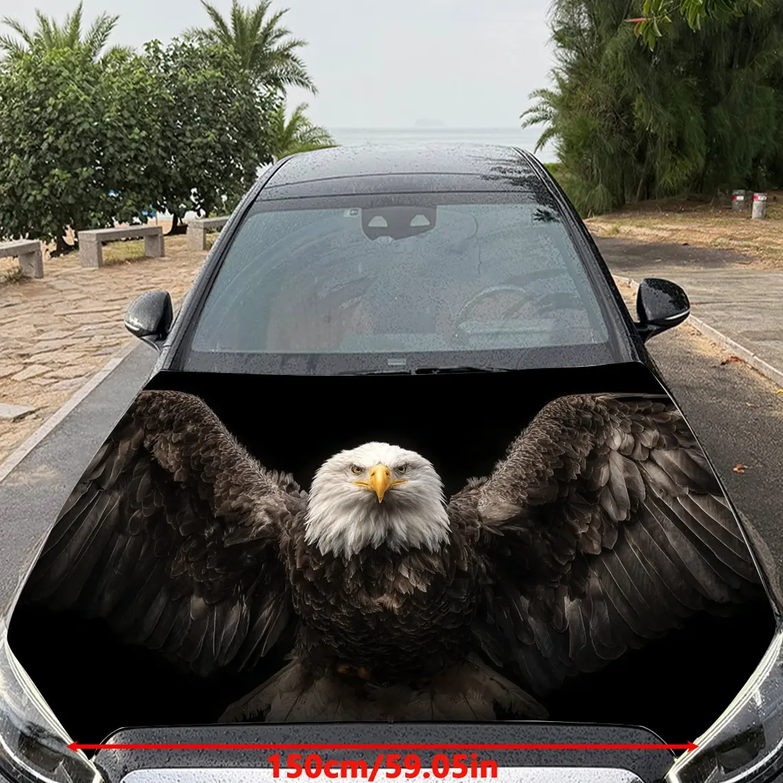 Car Decals An Eagle With Mighty And Dominant Presence In A Themed Backdrop Car Hood Sticker, Waterproof Self - Adhesive Vinyl Gr