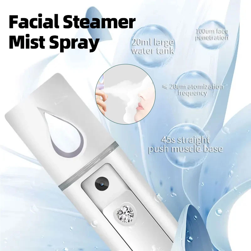 

Nano Facial Steamer Mist Sprayer Cooler Humidifier Face Moisturizing Hydrating Beauty Mini Nebulizer Skin Care USB Rechargeable