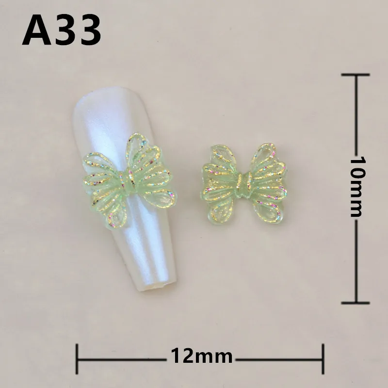 Gold Powder Glitter Bow Resina Acessórios, Espumante Parte Acrílico, Versátil Parte 3D, French Ballet Nail Art Decoração Charme, 20pcs