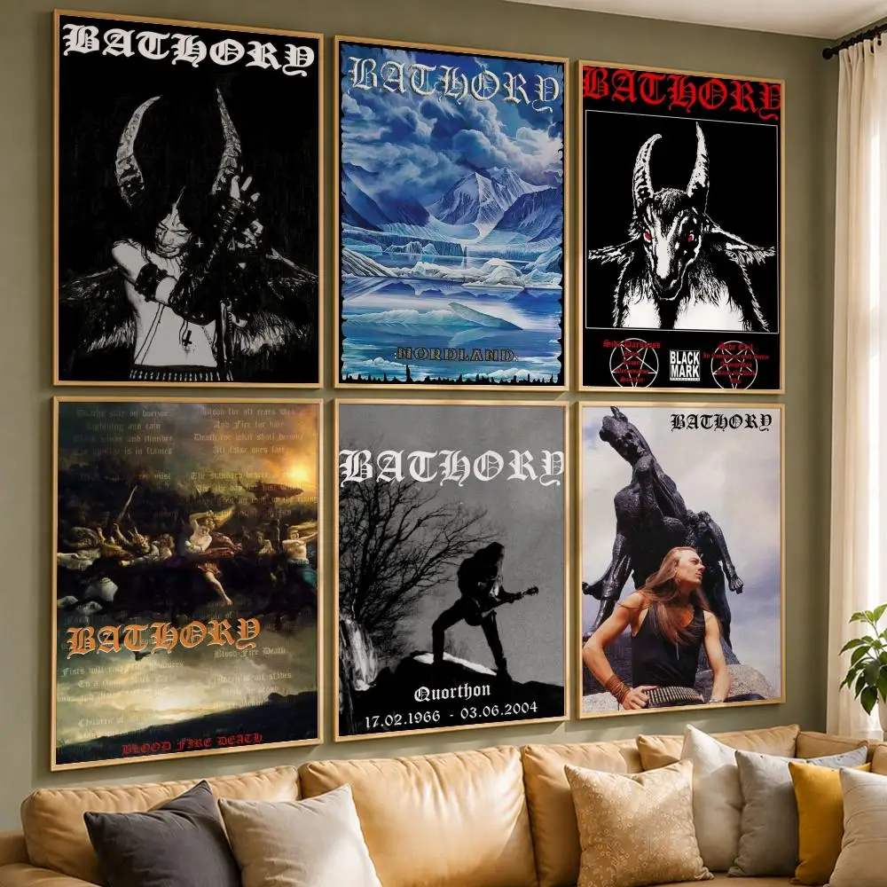 Rock Band B-BathoryS Poster Vintage Retro Anime Poster Stickers Peel and Stick Wall Art Home Decor