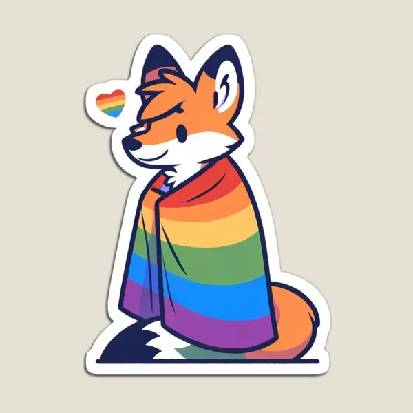 مريح Womfy Furry Pride Fox Lgbtq Rainbo Magnet Home لطيف الثلاجة للثلاجة حامل مُنظِم الاطفال طفل مضحك المغناطيسي