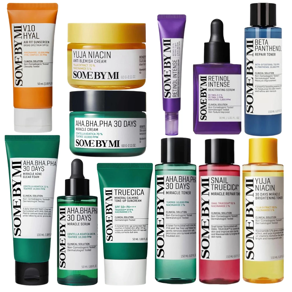 SOMEBYMI AHA BHA PHA 30 días tóner milagroso panhénol pomelo Centella tóner árbol de té Triac esencia de ácido crema de ojos Retinol