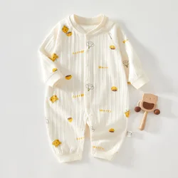 Baby Girl Spring and Autumn Jumpsuit Pajamas Newborn Summer Clothing Set 0-12M Pure Cotton Breathable Cartoon Printed Jumpsuit