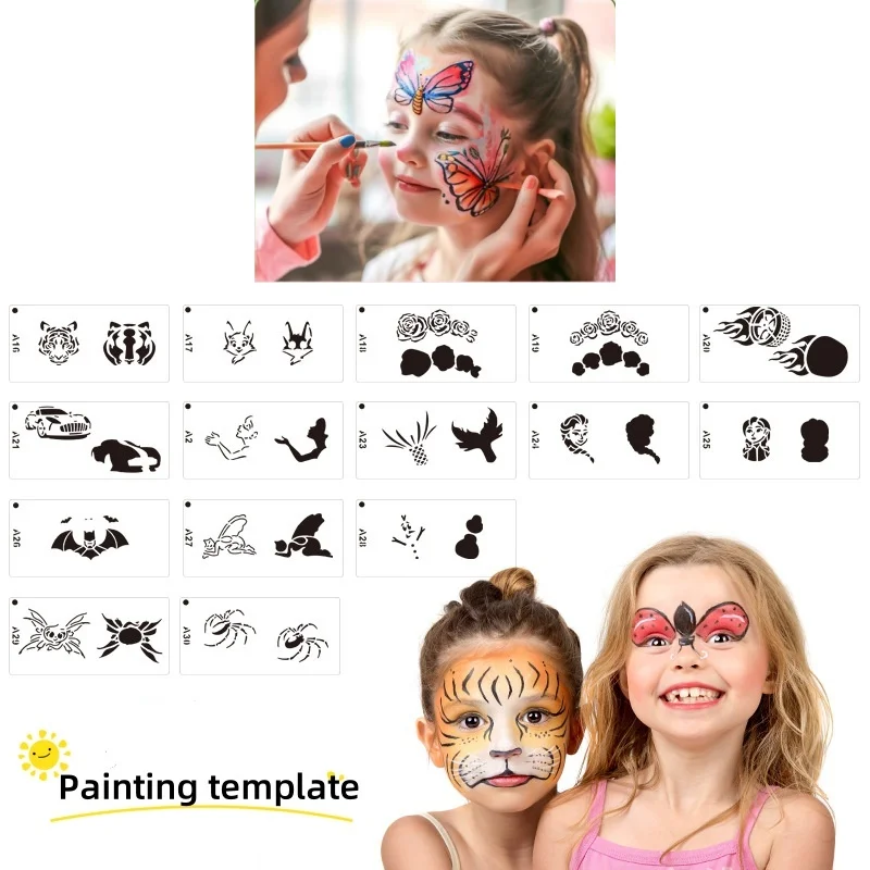 

ПЭТ детские трафареты для рисования лица моющиеся многоразовые шаблоны для тела спрей для лица шаблон «сделай сам» для детей праздничный макияж