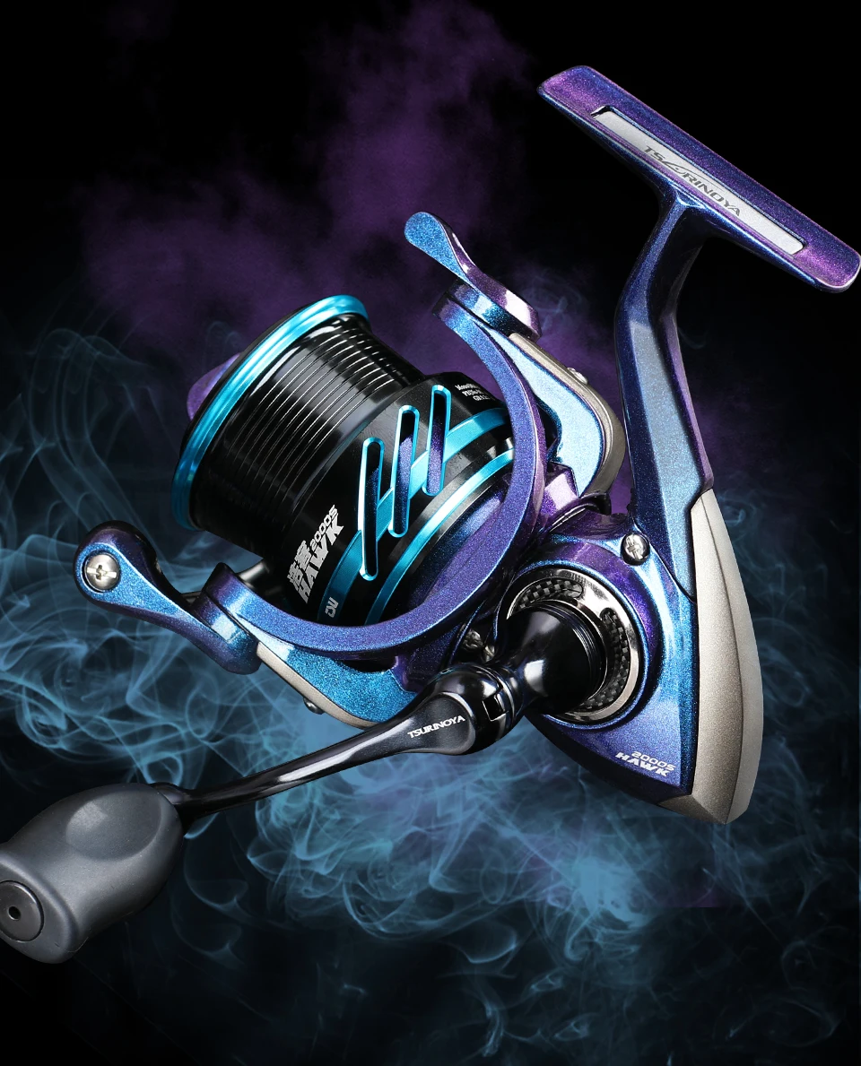 TSURINOYA Spinning Angelrolle HAWK 2000S 2500S 3000S Flache Spule Weitwurfrad 5,2:1 7kg Max Power Pike Bass Egi Rolle – Detail 5