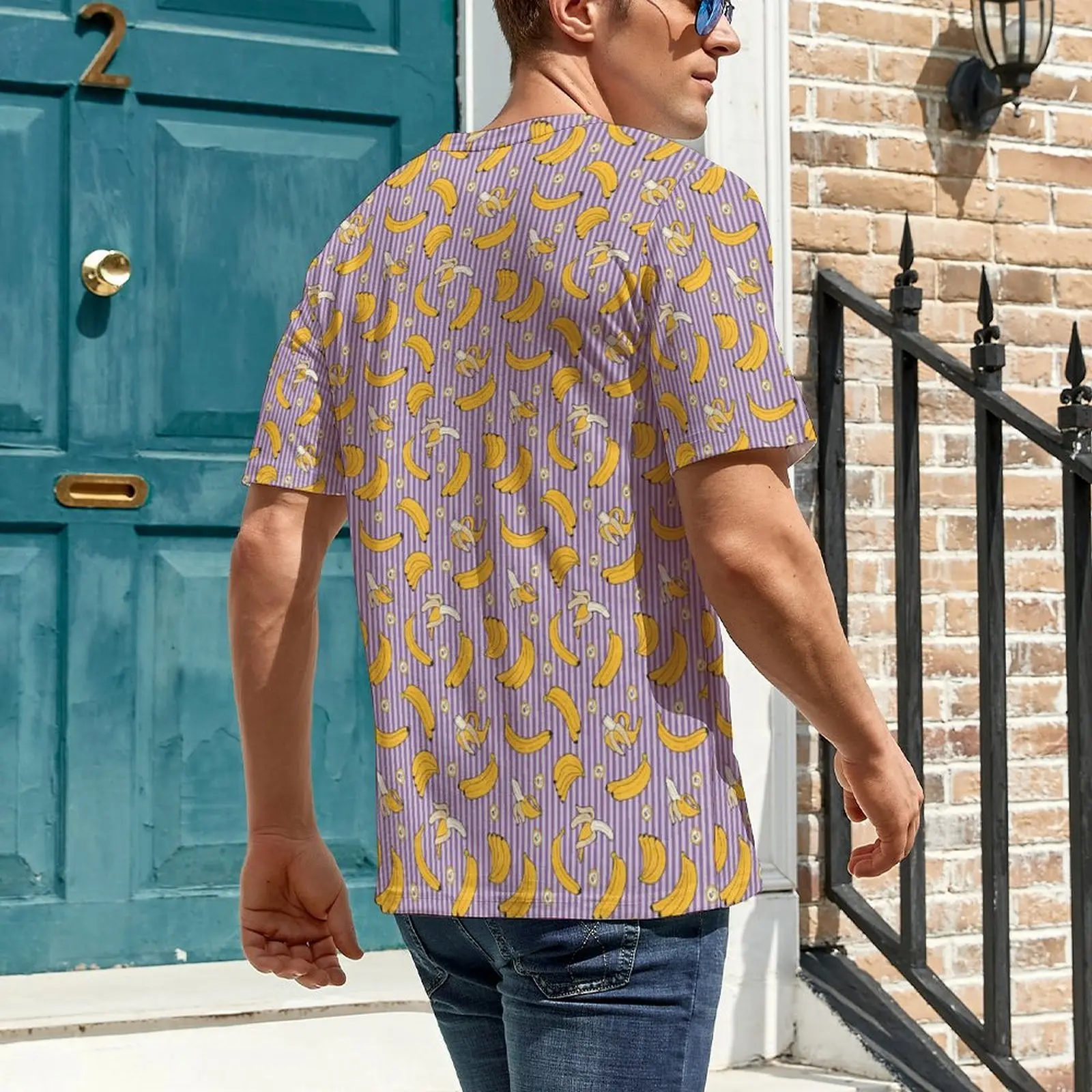 Oversized T Shirt Summer Banana Stripe T Shirts Fruit Print Street Style O-Neck Tshirt Male Vintage Design Top Tees