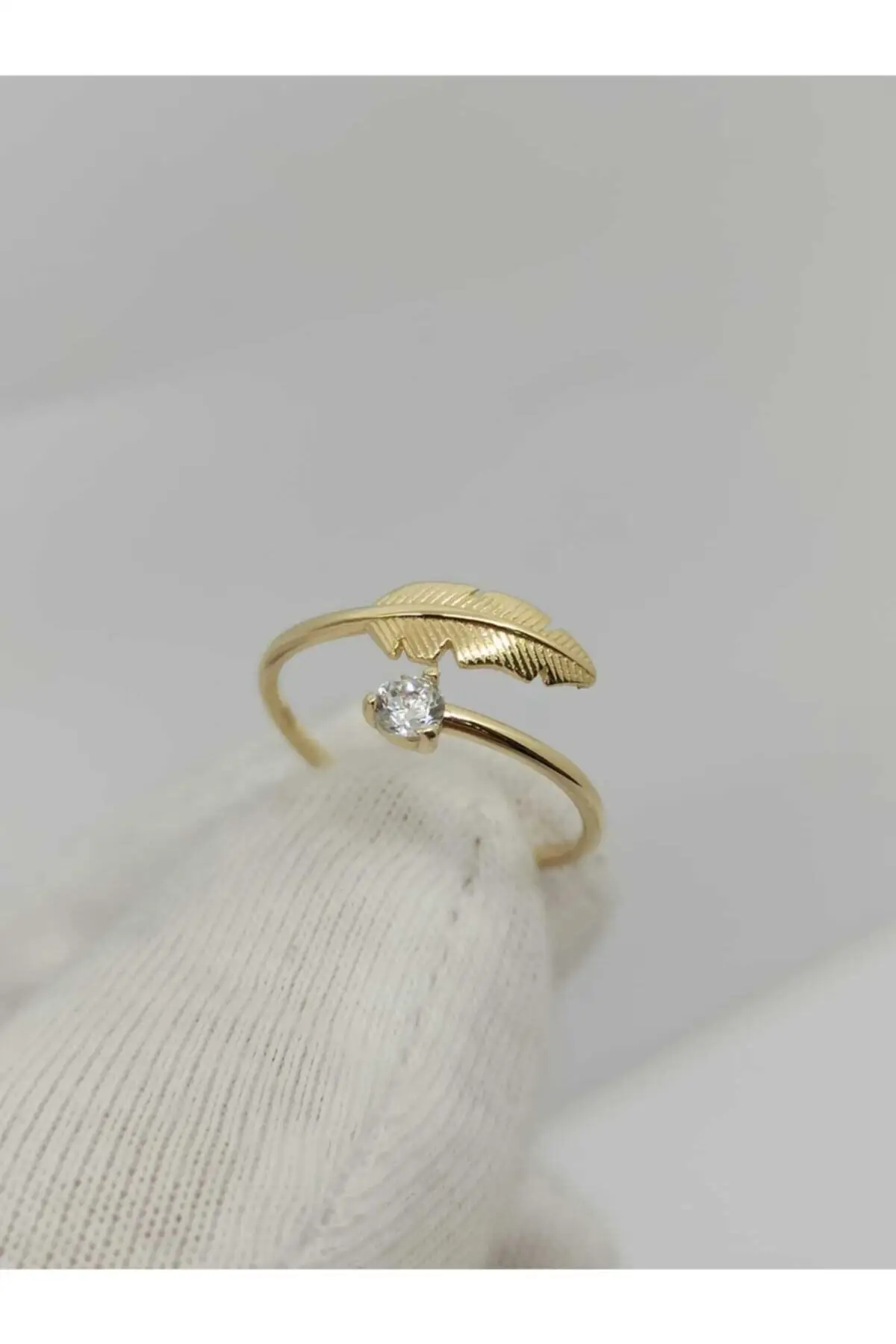 Leaf ring gift wedding marriage teklifi lady ring goldleaf 14 carat gold ring