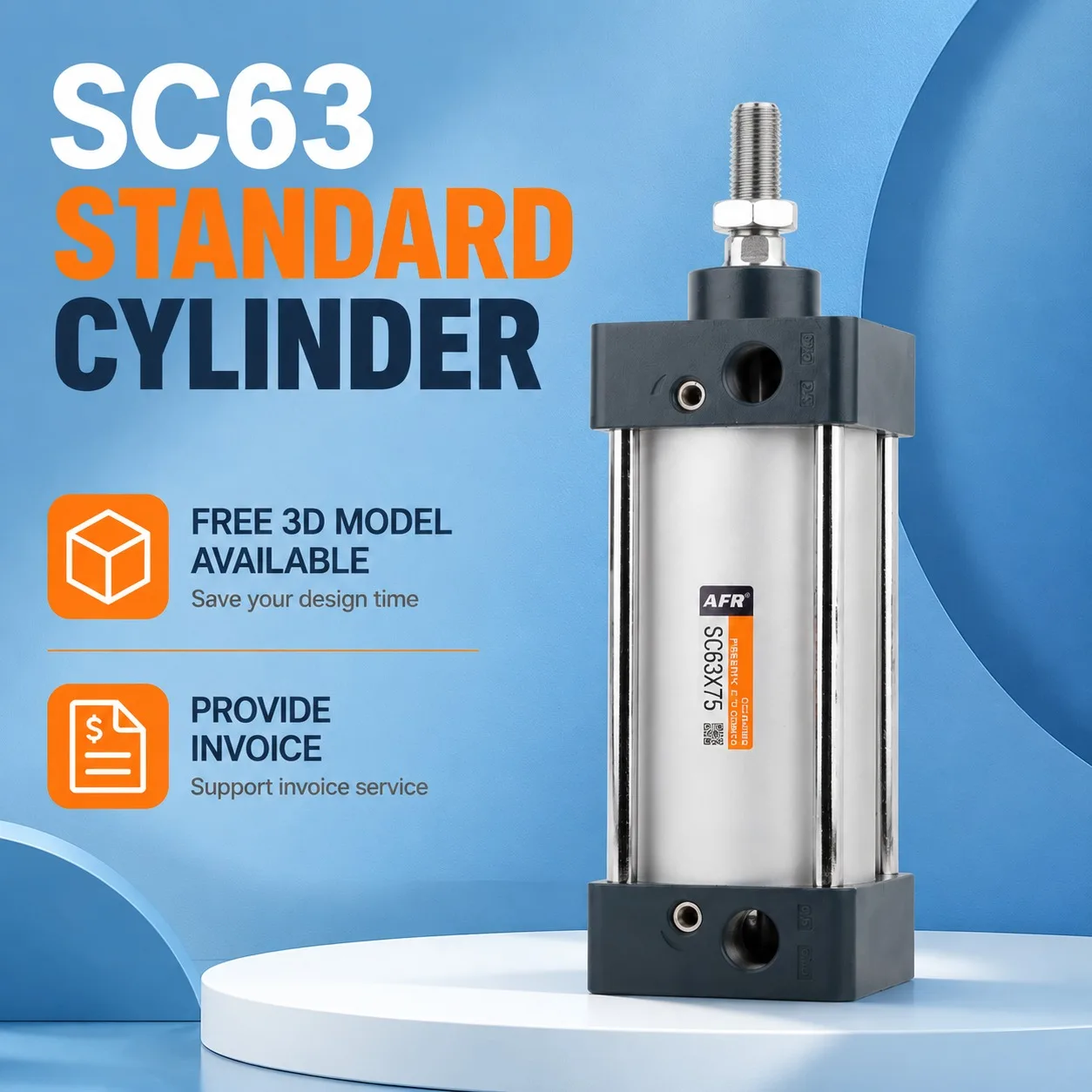 SC63 With magnetic ring Standard Air Cylinder SC63mm Bore Pneumatic Cylinder Piston 25/50/75/100/150/200/300/450/500/600/700mm