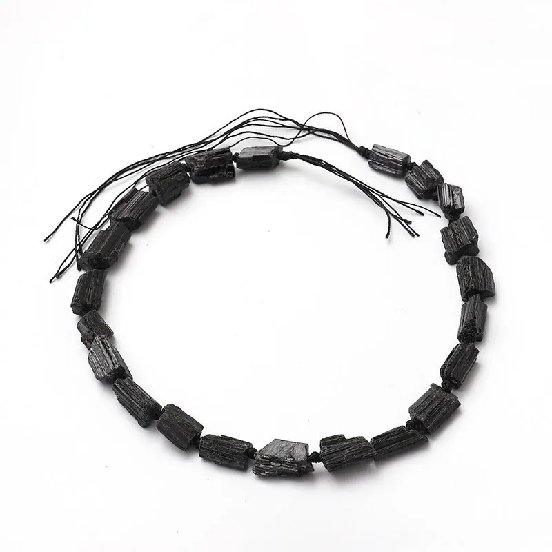 Natural Genuine Raw Mineral Black Tourmaline Hand Cut Nugget Free Form Loose Rough Matte Faceted Beads