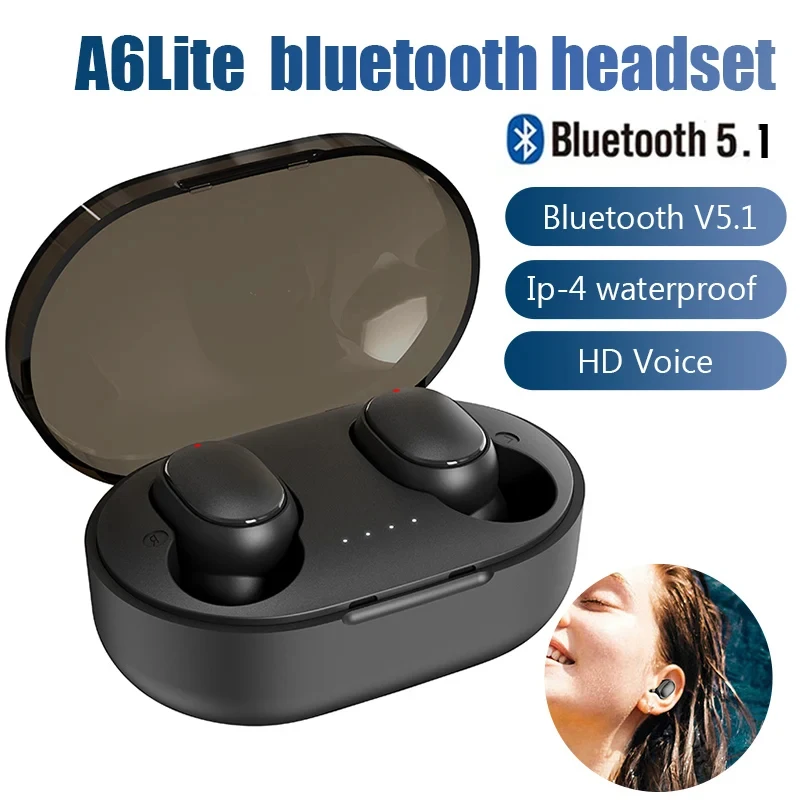 A6 Lite TWS Bluetooth 5.0 Headphones Stereo True Wireless Earphones In Ear Sports Headset for Mobile Phone Fone Wireless Earbuds