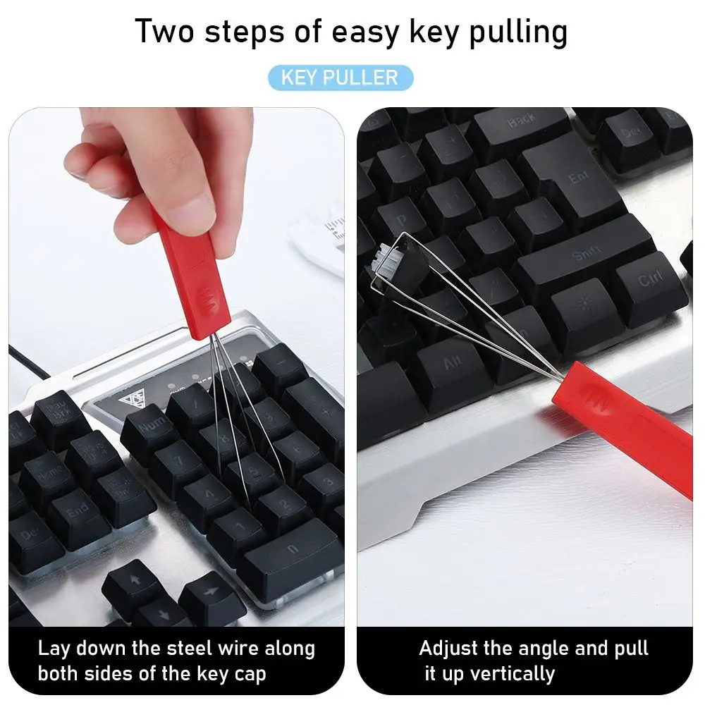 Keyboard Key Keycap Puller starter Plastic Handle Remover Steel Wire With Unloading Steel Keyboard Cleaning Aid Clean Tool