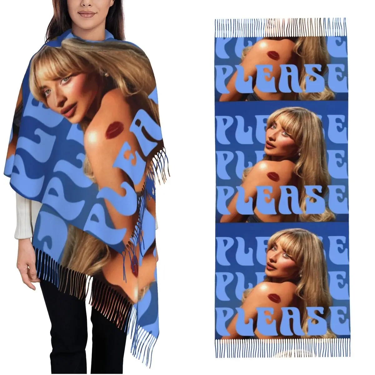 Sabrina Carpenter Eras Tour 2024 Scarf for Women Warm Winter Pashmina Shawl Wrap Espresso Short N' Sweet Large Shawl Scarf